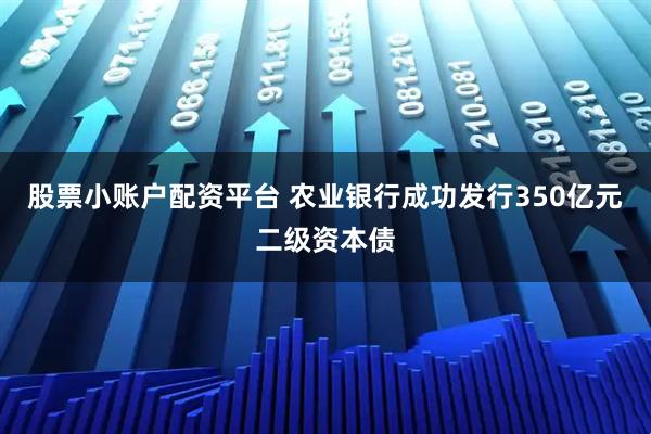股票小账户配资平台 农业银行成功发行350亿元二级资本债